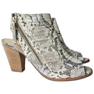 PAUL GREEN Cayanne Peep Toe Sandal Bootie Block Heel 8.5 Gray Snake Leather